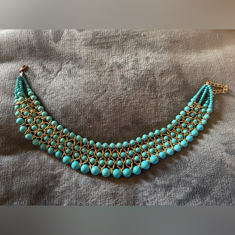 Turquoise Beaded Statement Necklace - Unbranded - Picture 2 of 2